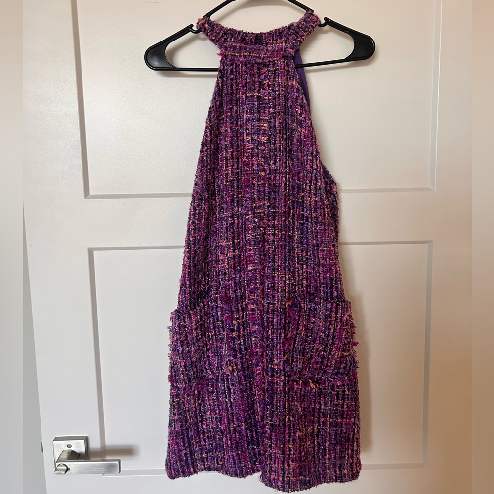 Purple Tweed Zara Halter Dress